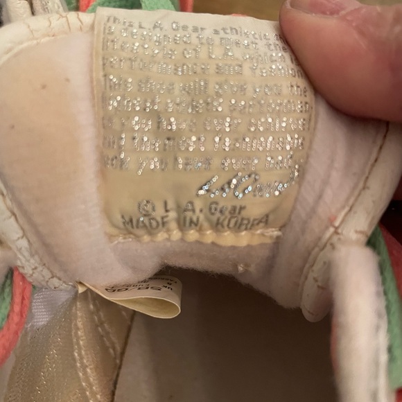 Vintage 1980s LA gear low top white sneakers 7 NEW scuff Rare 3 laces purple - Picture 6 of 17